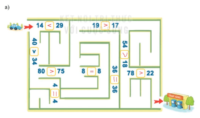 giải sgk oán lớp 1 tập 2 so sánh số có hai chữ số trang 16