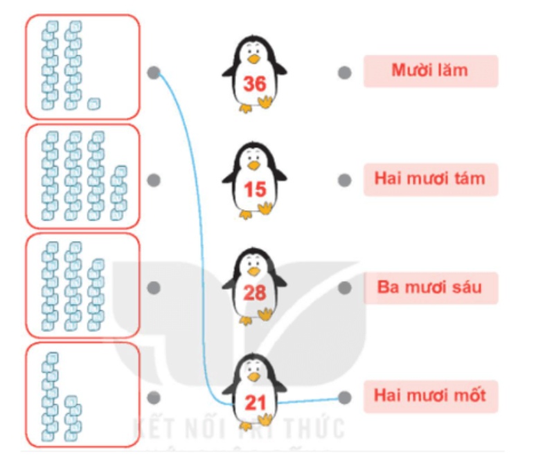 đáp án SGK toán 1 tập 2 kết nối tri thức - Bài 21 trang 5: Số có hai chữ số